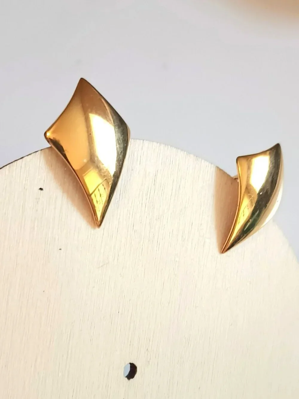 Napier Gold Diamond Shaped Earrings Screw Back Clip On Jewelry